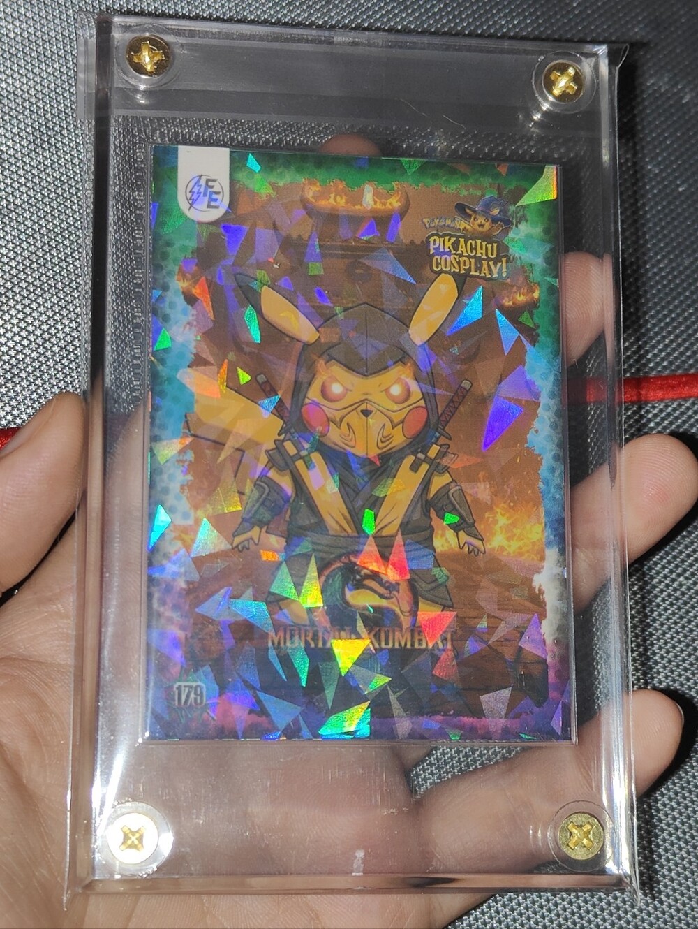 Scorpion Mortal Kombat holo encased Pikachu Cosplay Horror card Doujin Pokemon